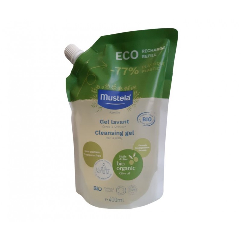 Foto flacone del Gel Mustela Detergente Ricarica per Corpo e Capelli 400ml Foto flacone del Gel Mustela Detergente Ricarica per Corpo e Capelli 400ml