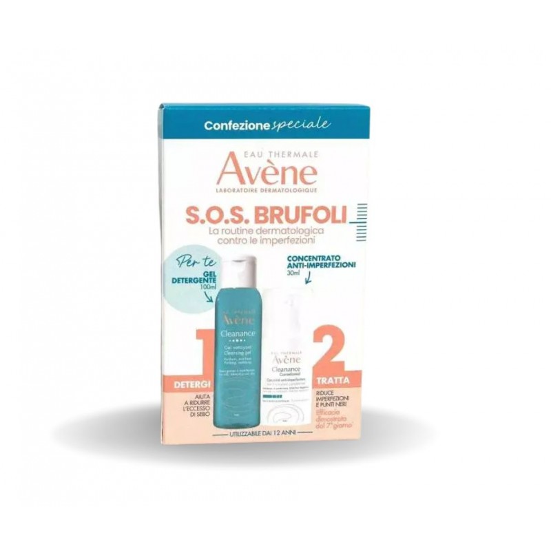Avene Cleanance Cofanetto SOS Brufoli Gel Detergente 100ml + Concentrato Anti-Imperfezioni 30ml