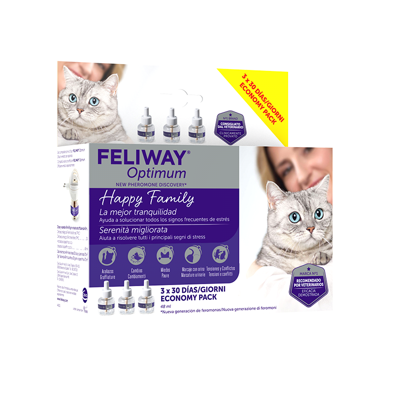 Feliway Optimum Ricariche di Feromoni per Gatti 3x48ml