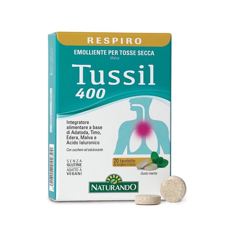 Confezione Tussil 400 Integratore per Vie Respiratorie 20 Compresse Confezione Tussil 400 Integratore per Vie Respiratorie 20 Compresse