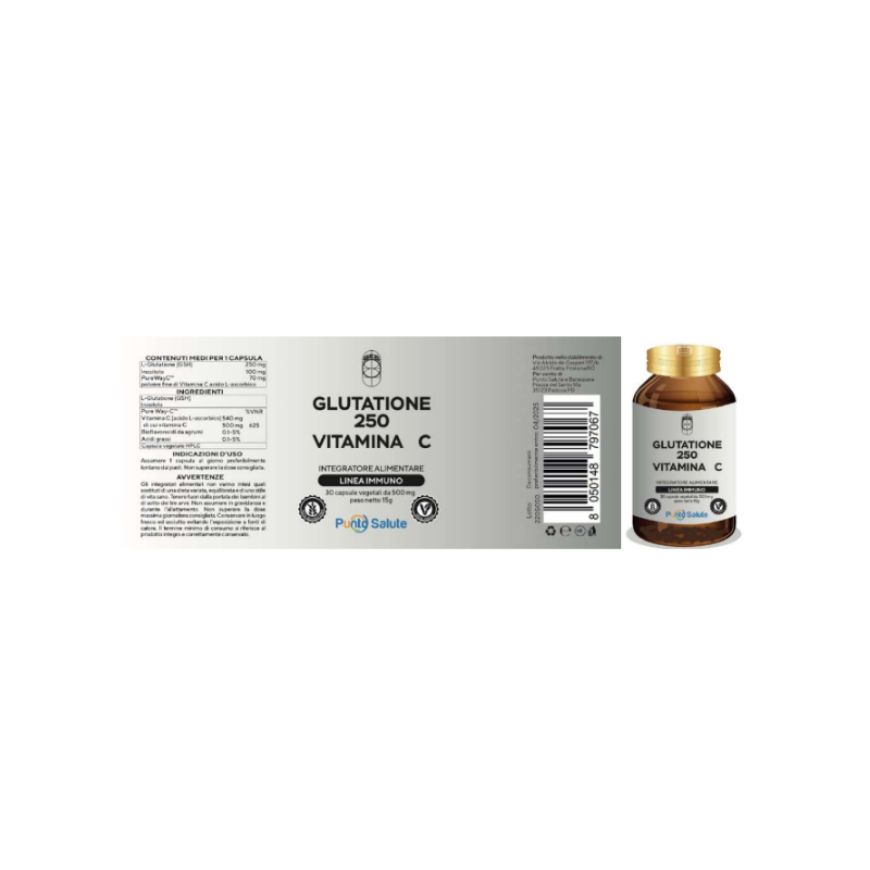 Glutatione 250 Integratore Antiossidante per Fegato 30 Capsule