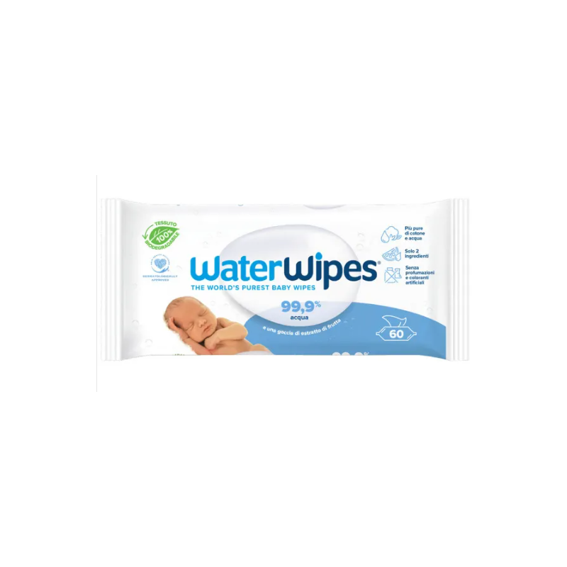 Waterwipes Salviette per Neonato Biodegradabili 60 Pezzi