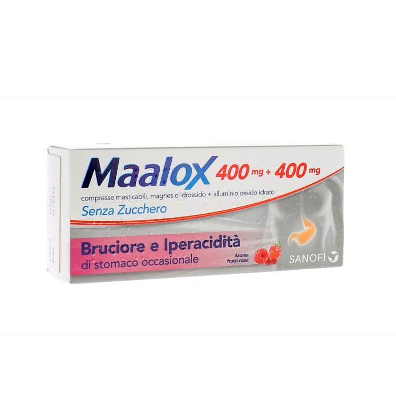 Maalox Senza Zucchero per Iperacidità e Bruciore di Stomaco 30 Compresse Masticabili