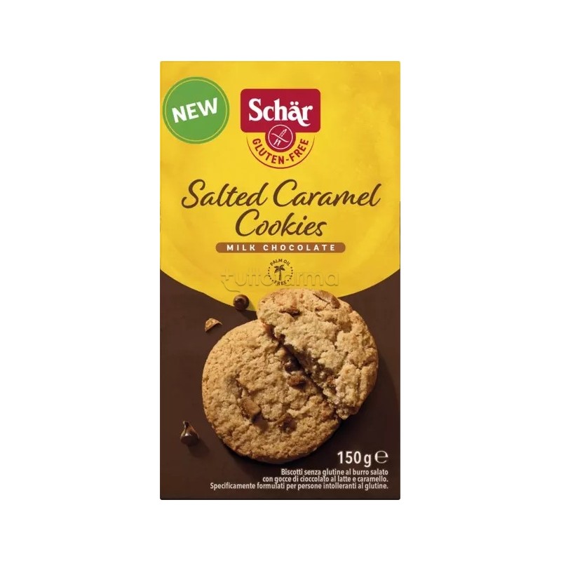 Schar Salted Caramel Cookies Biscotti al Caramello Salato Senza Glutine 250g