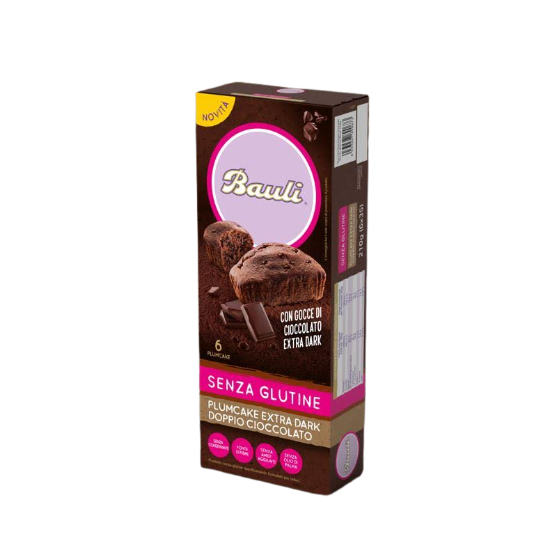 Bauli Plumcake Senza Glutine Extra Dark Doppio Cioccolato 6 Pezzi