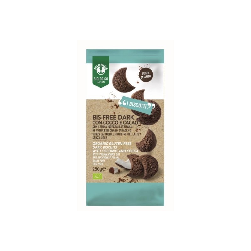 Probios Bis-Free Dark Biscotti Senza Glutine Cocco e Cacao 250g