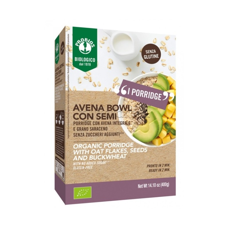 Probios Avena Bowl Porridge Senza Glutine con Semi Avena e Grano